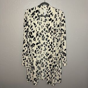 Tickled Teal‎ Leopard Animal Print Light-Weight Open Long Stretchy Cardigan XL